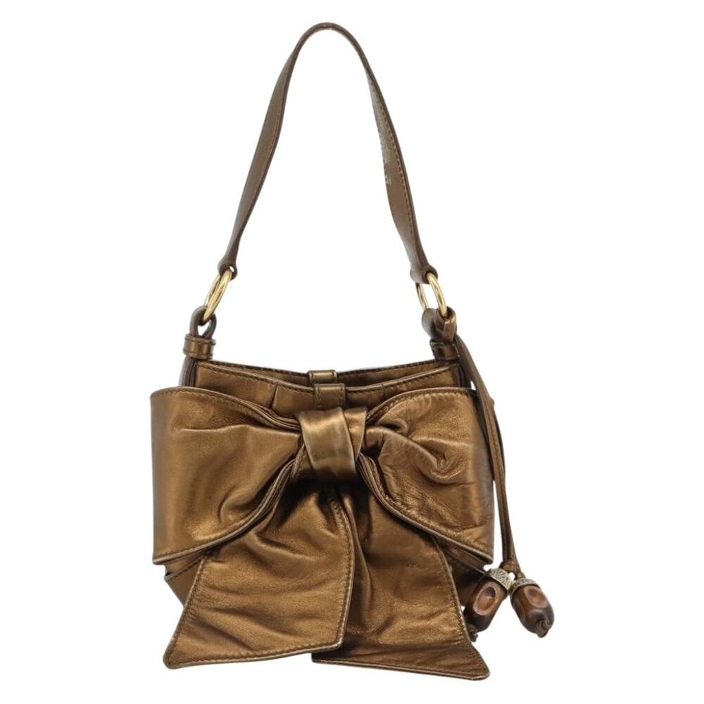 Saint Laurent Leather Shoulder Bag Gold